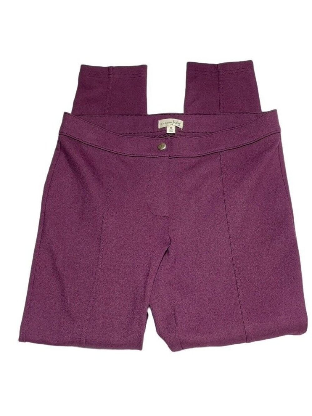 Maison Jules Womens Burgundy Straight-Leg Stretch Pants Size 6